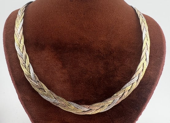 Italian Gold Over Sterling Silver Braided Necklace (1 of 8)
