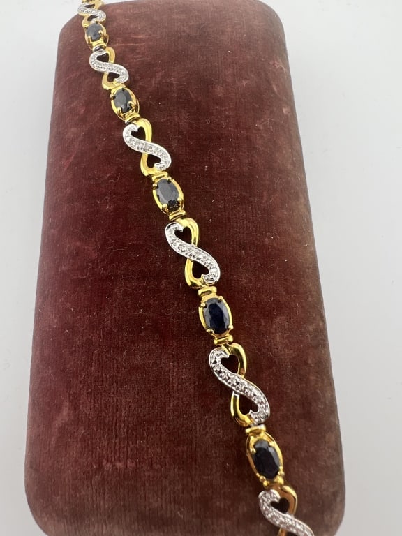 Gold Over Sterling Ruby & Diamond Tennis Bracelet (1 of 6)