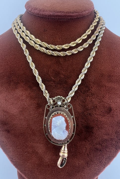 Antique 19th C Gold Filled Necklace Chain w Slide (1 of 8)