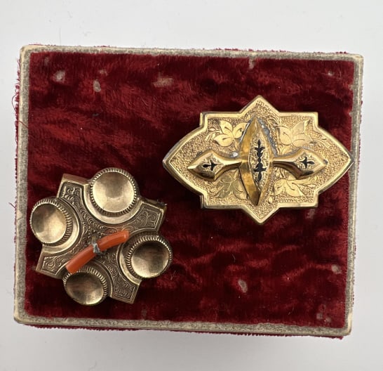 Two Antique 19th C Gold Filled Pendants or Brooch (1 of 6)