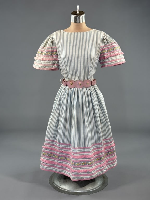 Vintage 1950s Stripe Floral 2 Pc Patio Set Dress (1 of 12)