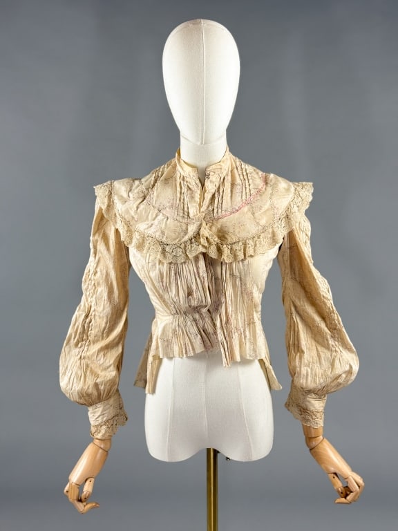 Antique Edwardian Cotton Calico Lace Blouse Top (1 of 12)