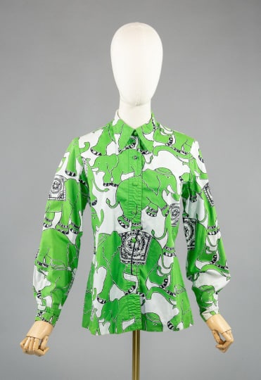 Vintage 1970s Cotton Elephant Button Up Shirt (1 of 7)