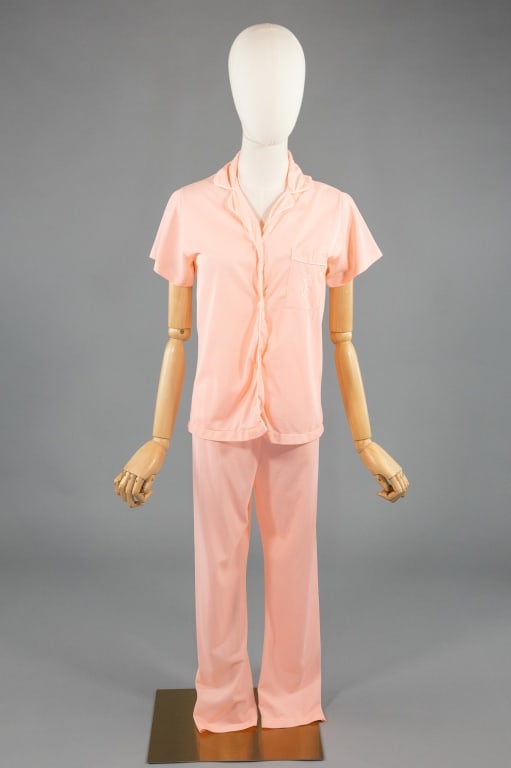 Vintage 1940s Nylon Knit Embroidered Pajama Set (1 of 6)