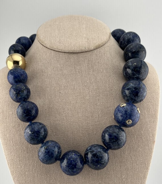 14kt Gold Diamond Lapis Verdura Style Necklace (1 of 13)