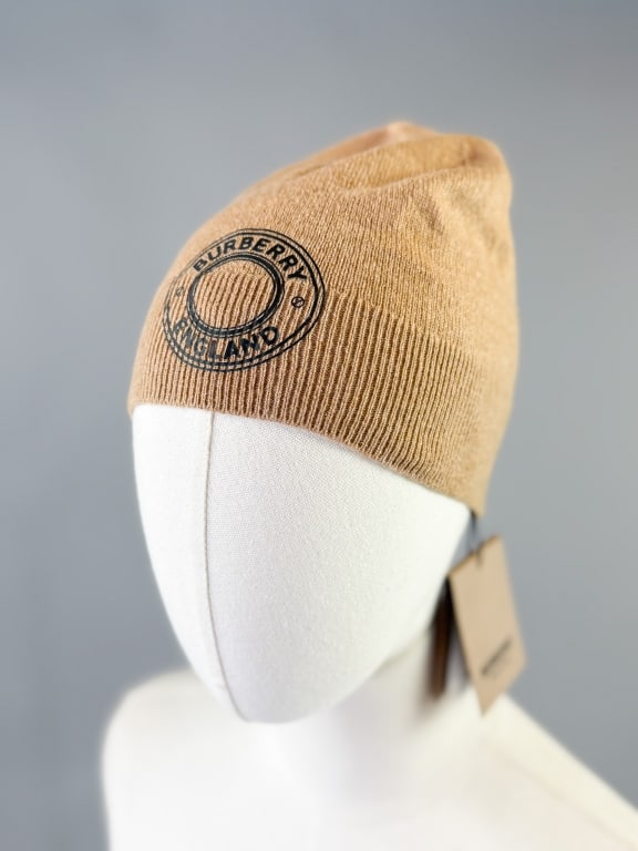 Burberry England Brown Cashmere Knit Beanie Hat (1 of 8)