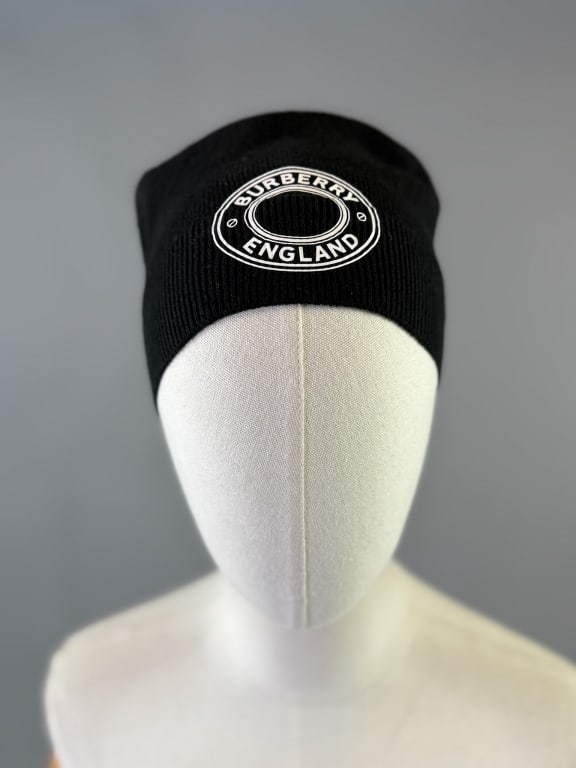 Burberry England Black Cashmere Knit Beanie Hat (1 of 5)