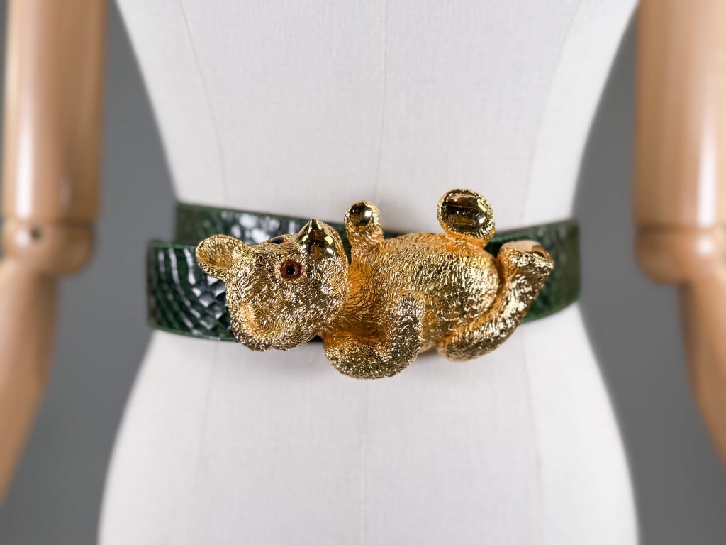 Vintage Christopher Ross Gold Tone Teddy Bear Belt (1 of 7)