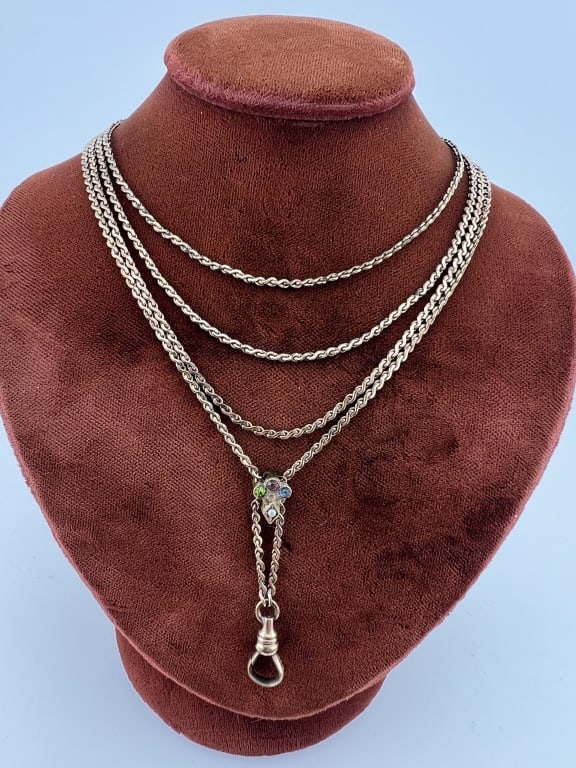 Antique 10kt Gold Slide Watch Guard Chain Necklace (1 of 10)