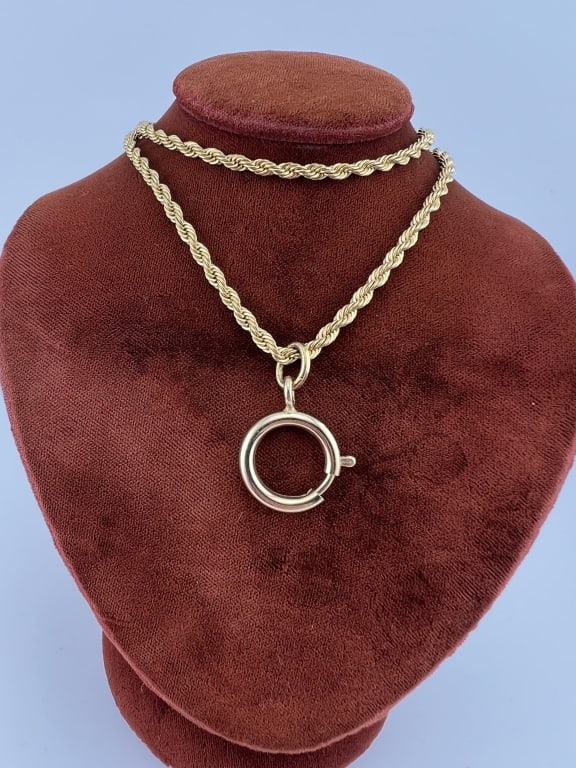 Gold Plate Rope Necklace Chain w Bolt Spring Ring (1 of 8)