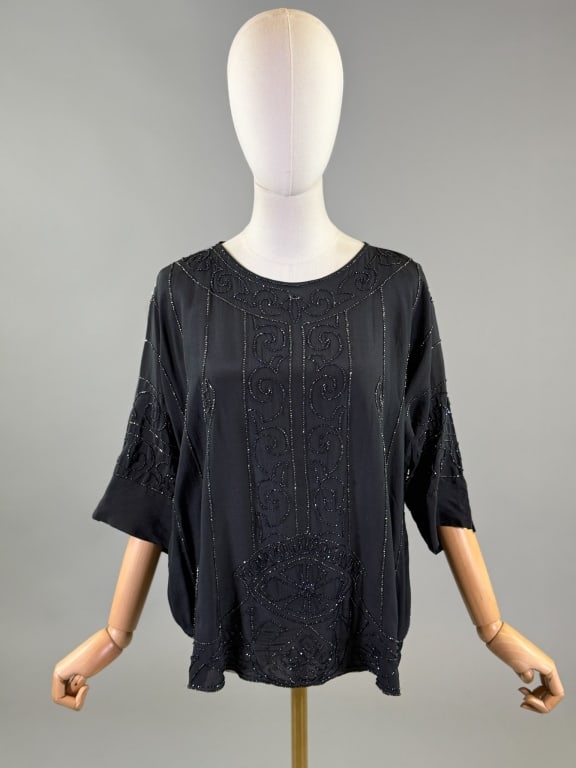 Antique 1920s Silk Beaded Flapper Blouse Shirt Top (1 of 10)