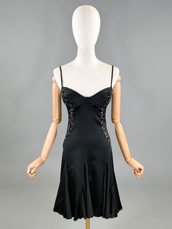 Vintage 2000s Satin Lace Corset Style Party Dress (1 of 10)