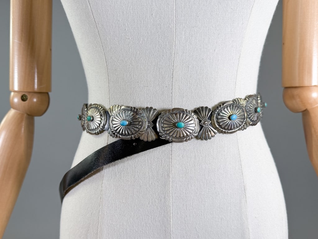 Vintage Native Sterling & Turquoise Concho Belt (1 of 11)