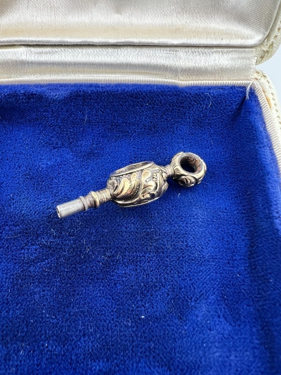Antique C 1800 Gold Filled Watch Key Fob Pendant: Antique C 1800 Gold Filled Watch Key Fob Pendant. Georgian repousse design. Measures 1.5 inches in length.