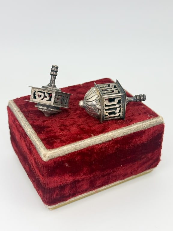 Vintage Judaica - Two Sterling Silver Dreidels (1 of 9)