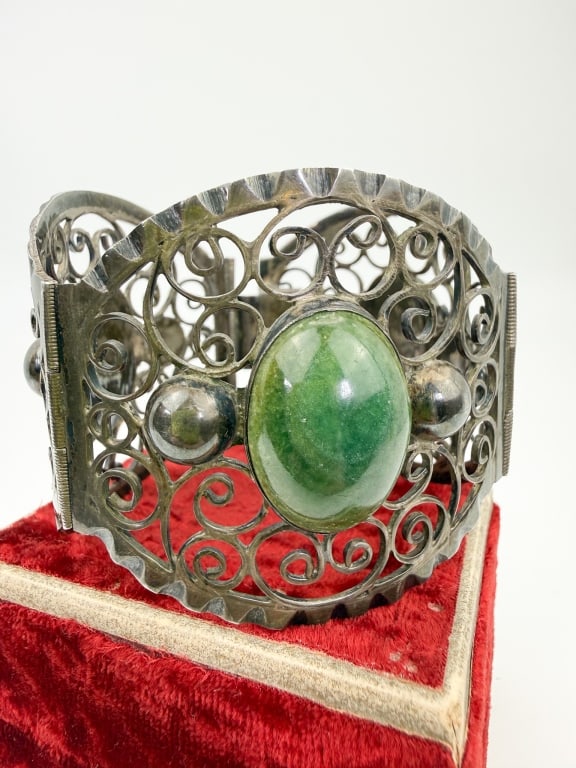 Large Scale Sterling Silver Scrollwork Bracelet - 2