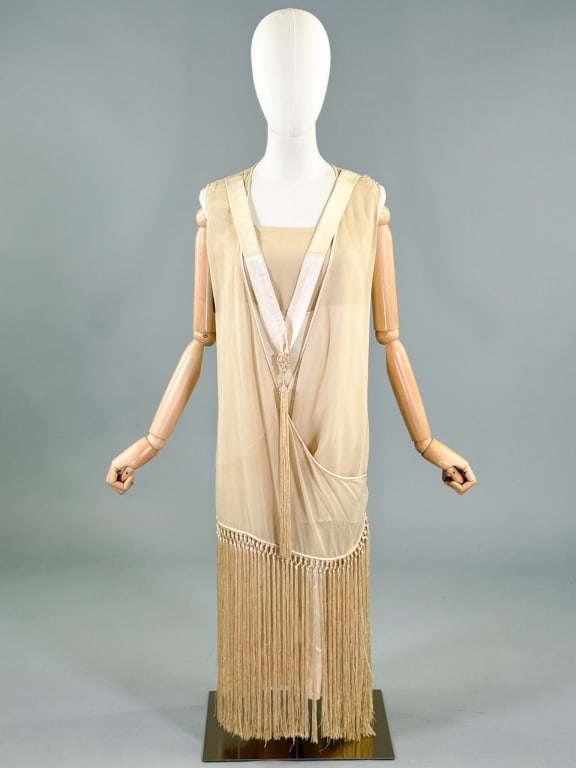 Antique 1920s Silk Chiffon Fringed Flapper Dress (1 of 12)