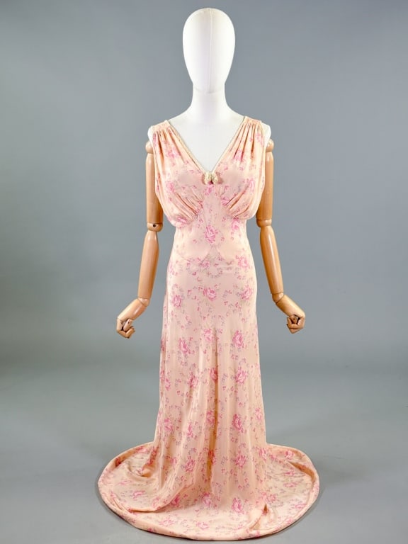 Vintage 1930s Floral Bias Night Gown Slip Dress (1 of 8)
