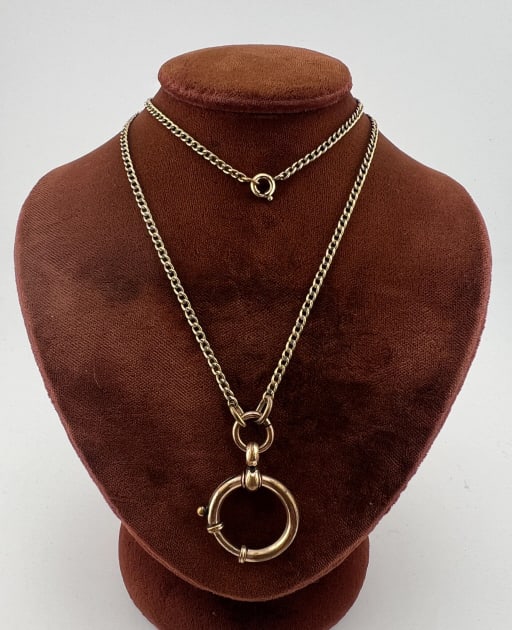 Antique Gold Fill Necklace Chain w Large Bolt Ring (1 of 6)