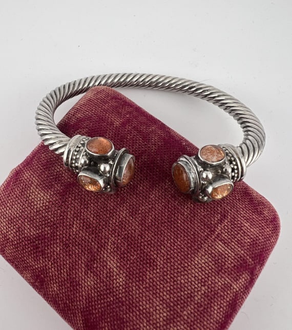 Sterling Silver Rutilated Quartz Cabochon Bracelet (1 of 7)
