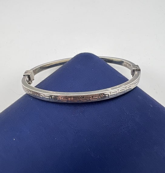 Estate Sterling Silver Greek Key Bangle Bracelet (1 of 7)