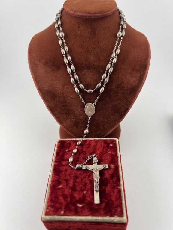 Antique Sterling Silver Rosary Bead Necklace (1 of 6)