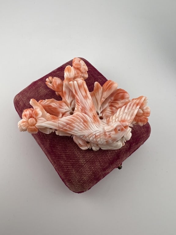 Large Antique Chinese Hand Carved Coral Pendant (1 of 7)
