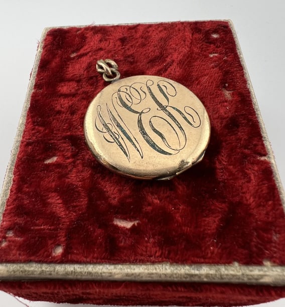 Antique C 1900 Gold Filled Monogram Locket Pendant (1 of 6)
