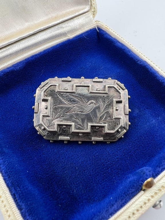Antique 19th C Sterling Silver Bird Brooch Pin (1 of 5)
