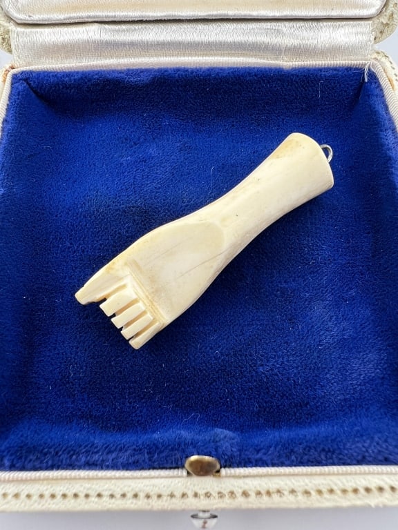 Antique Carved Bone Figa Necklace Pendant (1 of 6)