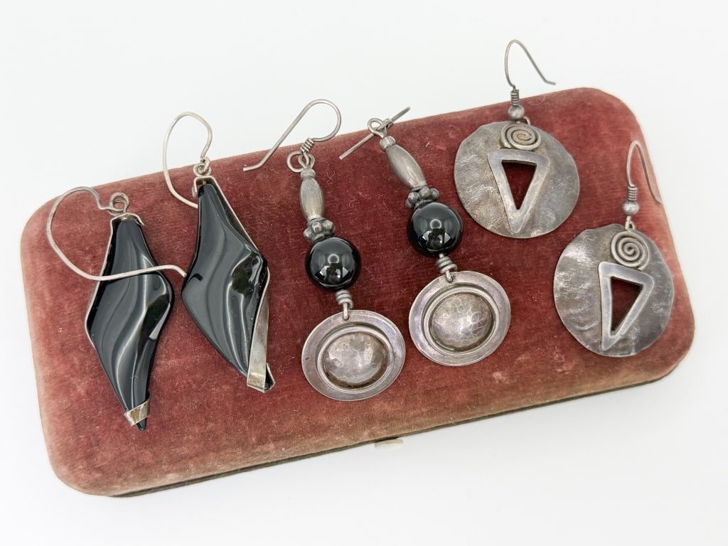 Sterling Silver & Black Onyx Pairs of Earrings (1 of 9)
