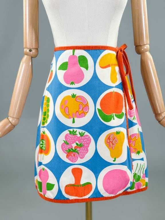Vintage 1970s Rainbow Fruit Print Wrap Skirt (1 of 7)