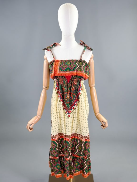 Vintage 1970s Printed Cotton Boho Hippy Dress (1 of 9)