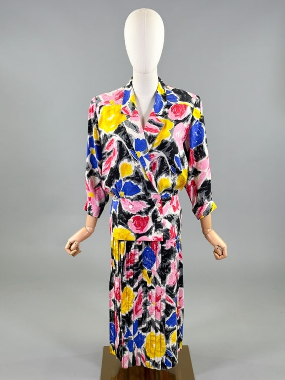 Vintage 1980s Neiman Marcus Silk Skirt Suit Set (1 of 9)