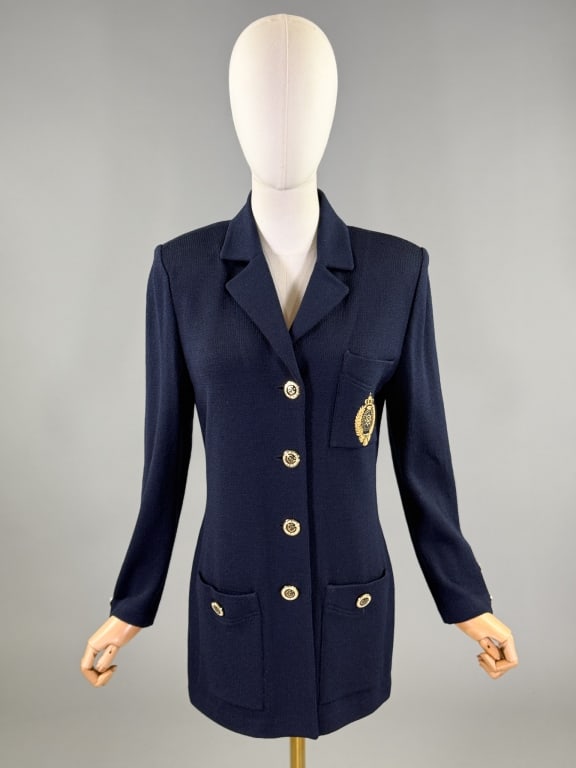 Vintage St. John Collection Knit Cardigan Sweater: Vintage St. John Collection Knit Cardigan Sweater having button front closure and notched lapel collar. Labeled St. John Collection by Marie Gray - marked size 4. Measuring 36 - 42 inch bust, 34 - 42 