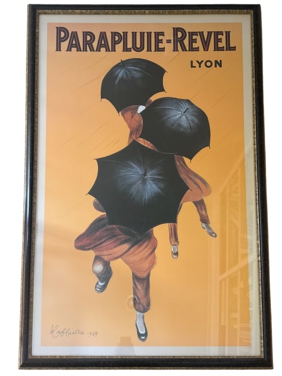 Antique Custom Framed & Matted French Poster: Antique Custom Framed & Matted French Poster. Measures 55 x 36 inches.