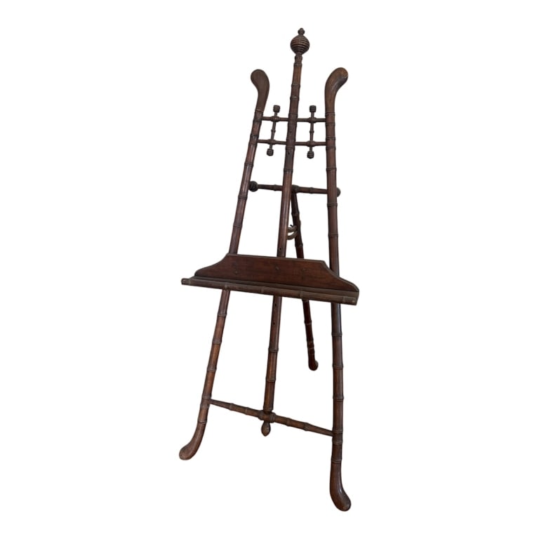 Antique Faux Bamboo Carved Wood Display Easel (1 of 11)