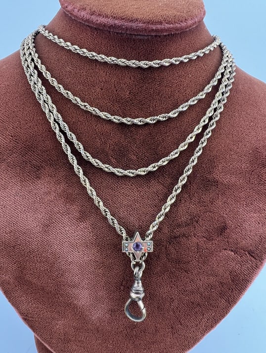 Antique 19th C 10kt Gold Watch Chain Necklace (1 of 10)