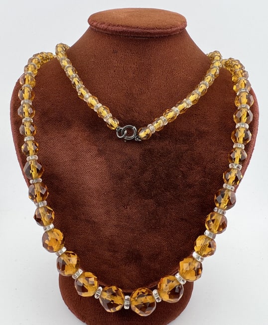Antique Art Deco Citrine Glass & Crystal Necklace (1 of 8)