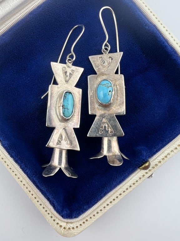 Vintage Native American Sterling Turquoise Earring (1 of 5)