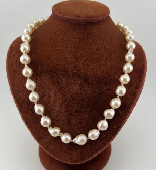 Estate 14kt White Gold & Baroque Pearl Necklace (1 of 7)