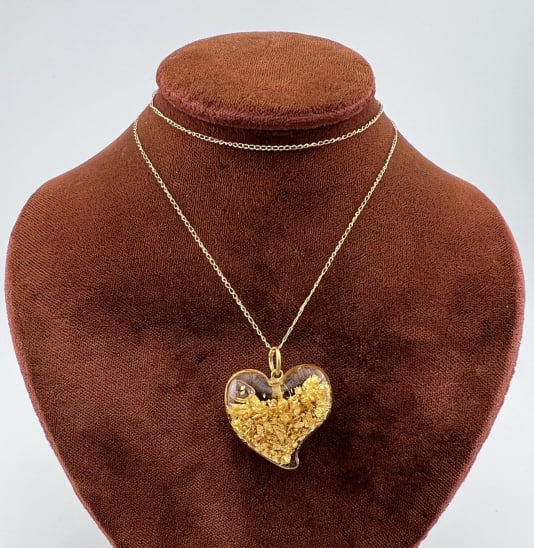 Estate 14kt Yellow Gold Necklace Chain w Heart (1 of 7)