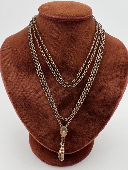Antique 19th C 10k Gold Slide Watch Chain Necklace (1 of 7)