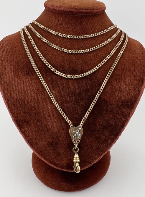Antique 19th C 10k Gold Slide Watch Chain Necklace (1 of 6)