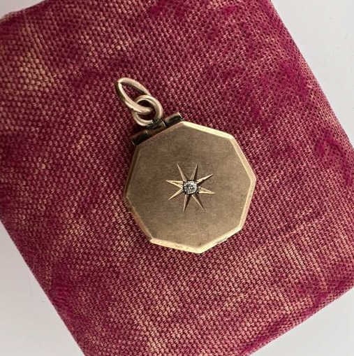 Antique 19th C 10kt Gold & Diamond Locket Pendant (1 of 4)