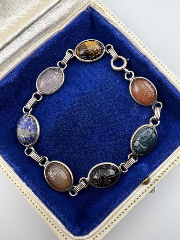 Estate Sterling Egyptian Revival Scarab Bracelet (1 of 7)