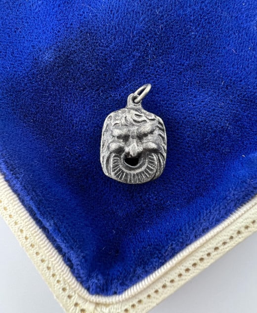 Antique Italian 800 Silver Figural Mask Pendant (1 of 4)
