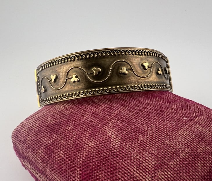 Antique 19th C Gold Fill Etruscan Revival Bangle (1 of 8)