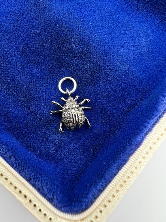 Sterling Silver Pave Diamond Insect Charm Pendant (1 of 5)