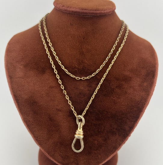 Antique 19th C Gold Filled Chain W Dog Clip (1 of 6)